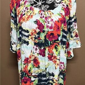 westbound woman tops size 3x hawaiian Beach Multi Color 100% Rayon